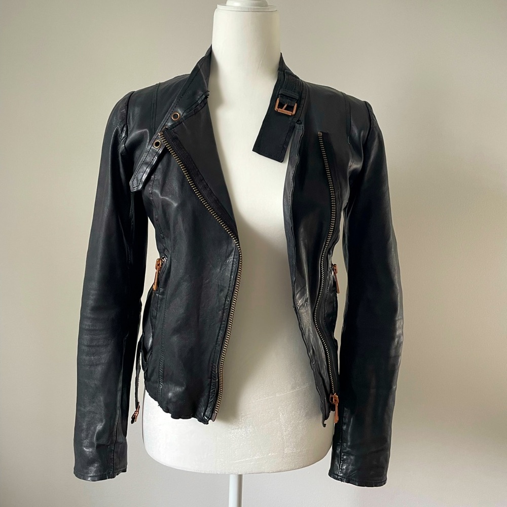 Black Marc Fisher leather jacket, size XS